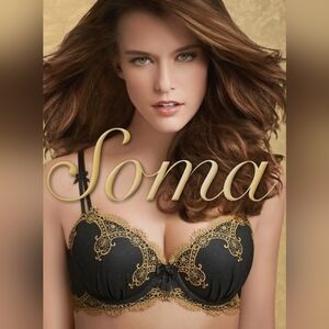Soma Limited Edition Decadence Full Coverage Elegant Black/Gold Lace Bra 38D